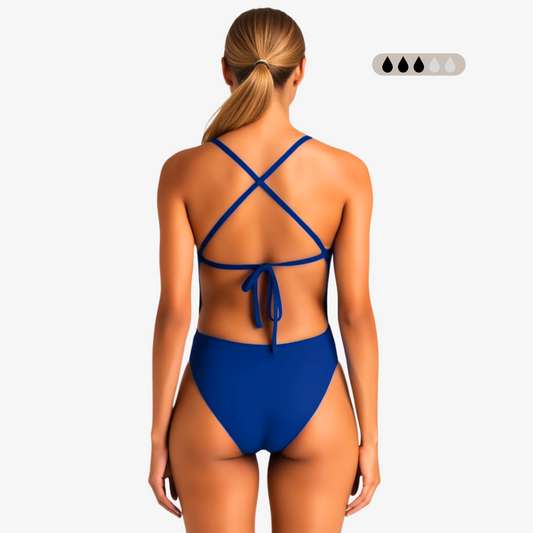 Norca SecureFlo Cobalt TieBack Swimsuit Norca Athletic Swimwear | Norca Natation Inc.