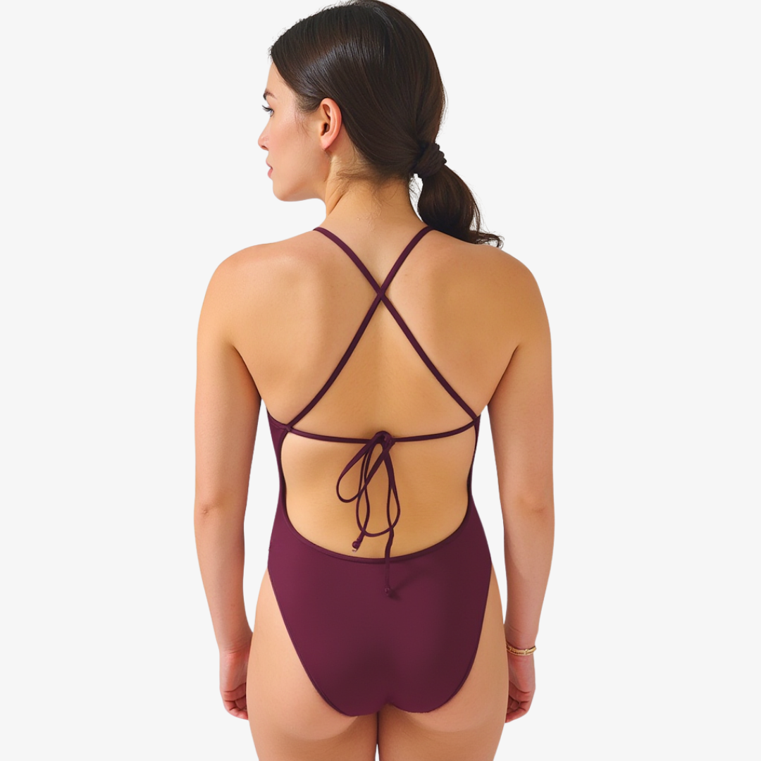 Norca Merlot Tie-Back Performance Training Swimsuit - Norca Athletic Swimwear | Norca Natation Inc.