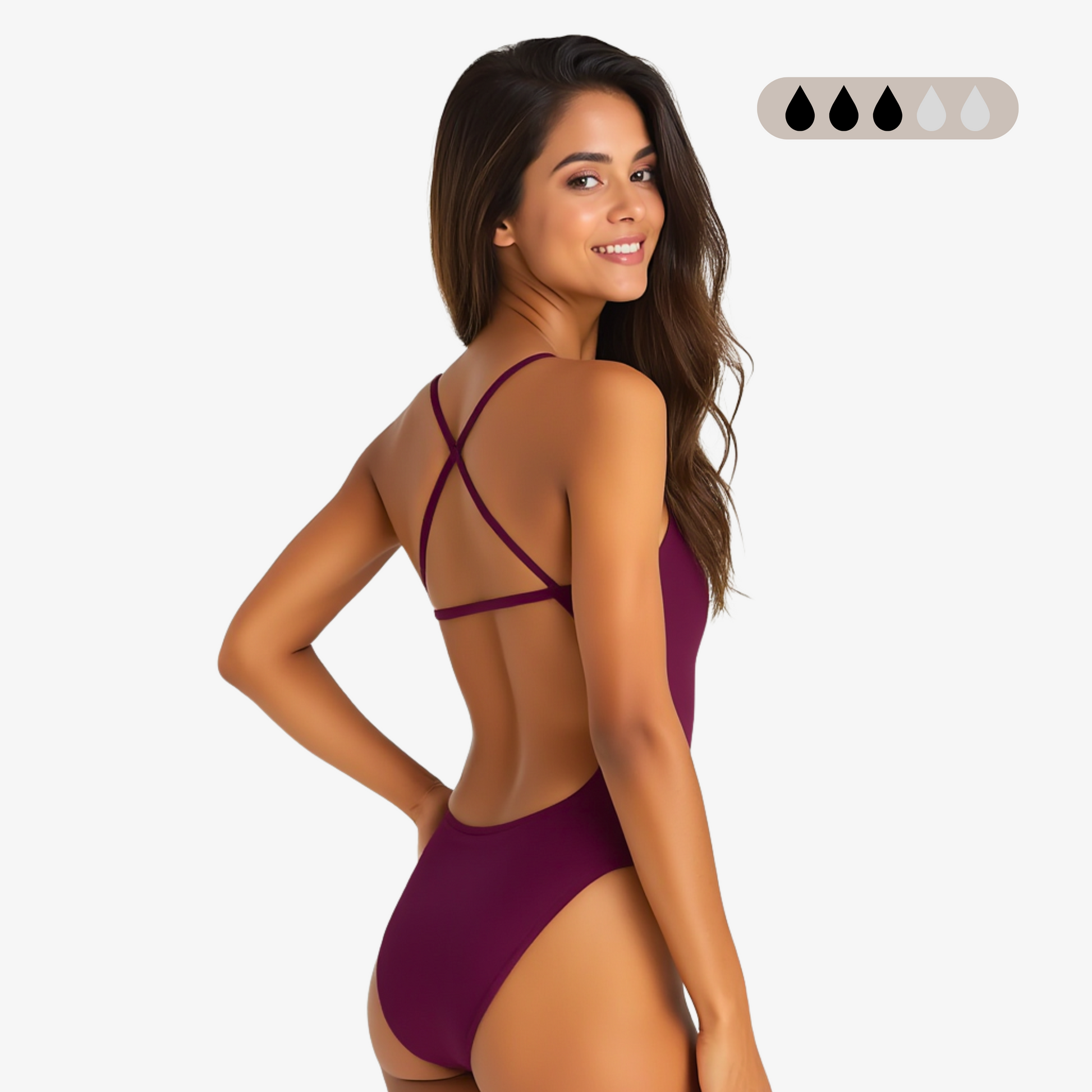 Norca SecureFlo Merlot X-Back: Period Swimsuit - Norca Athletic Swimwear | Norca Natation Inc.