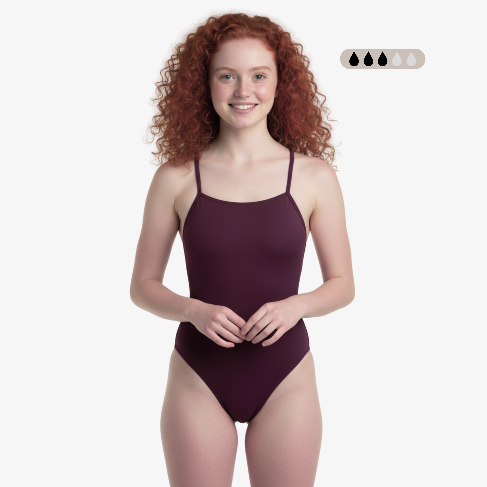 SecureFlo Merlot Open-Back: Period Swimsuit