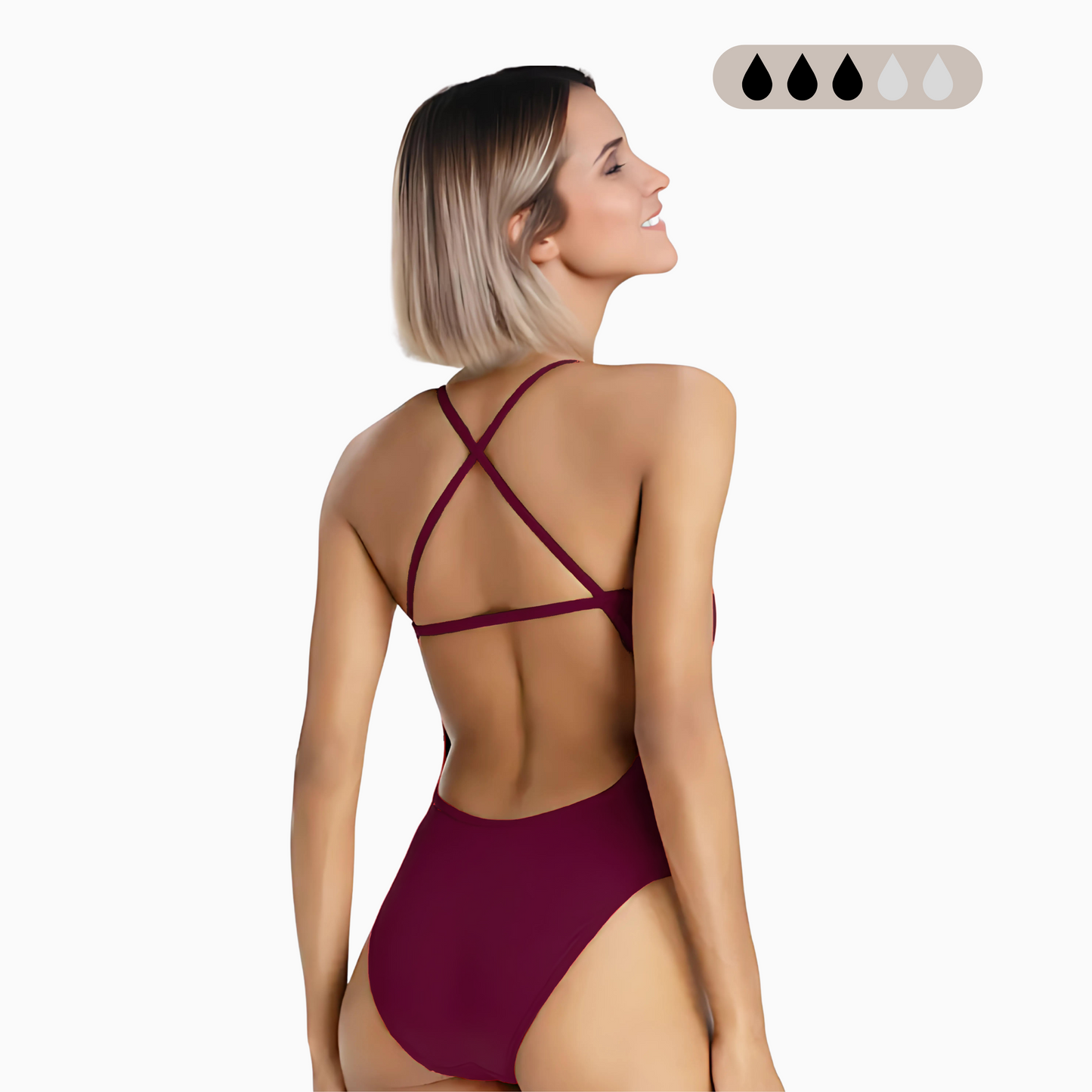 Maillot de bain une pièce SecureFlo Merlot X-Back : Maillot de bain à l'épreuve des règles