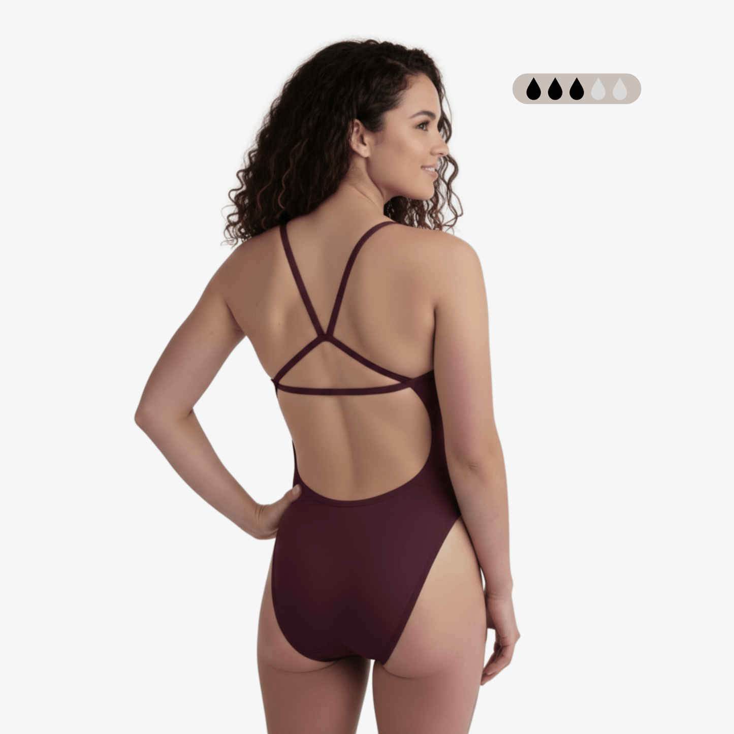 Merlot SecureFlo Open-Back One-Piece Period Swimsuit by Norca - Norca Athletic Swimwear | Norca Natation Inc.