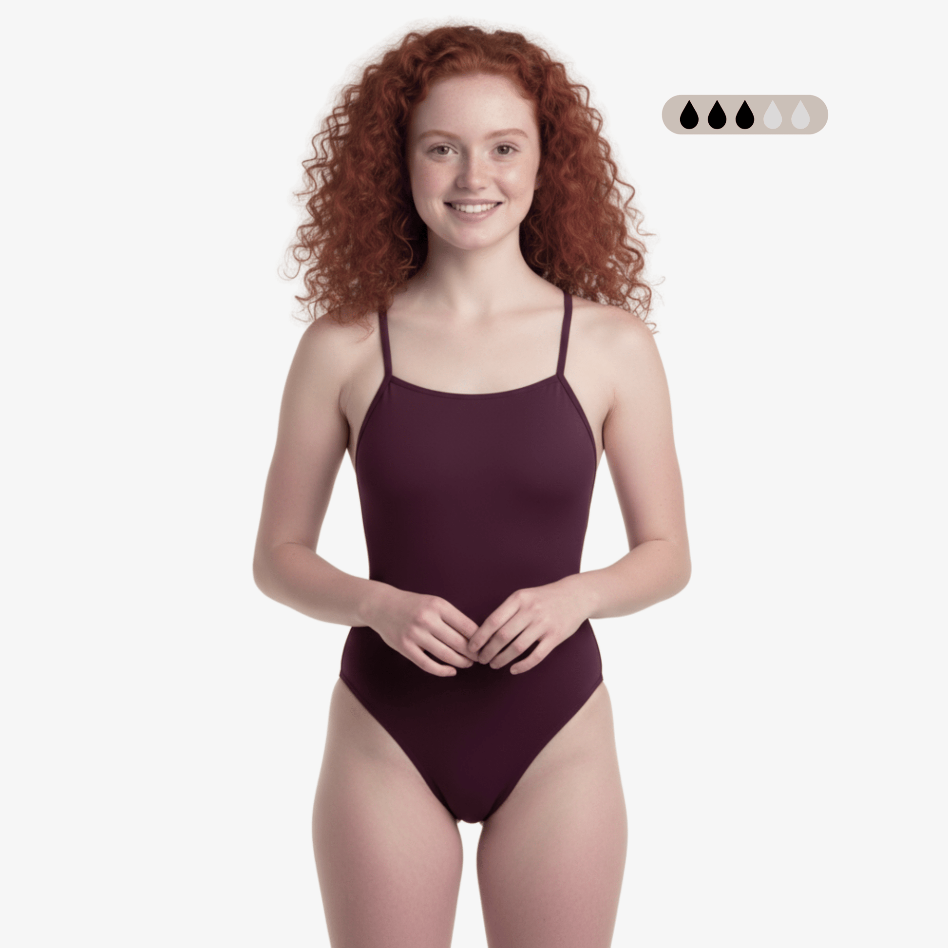 Merlot SecureFlo Open-Back One-Piece Period Swimsuit by Norca - Norca Athletic Swimwear | Norca Natation Inc.