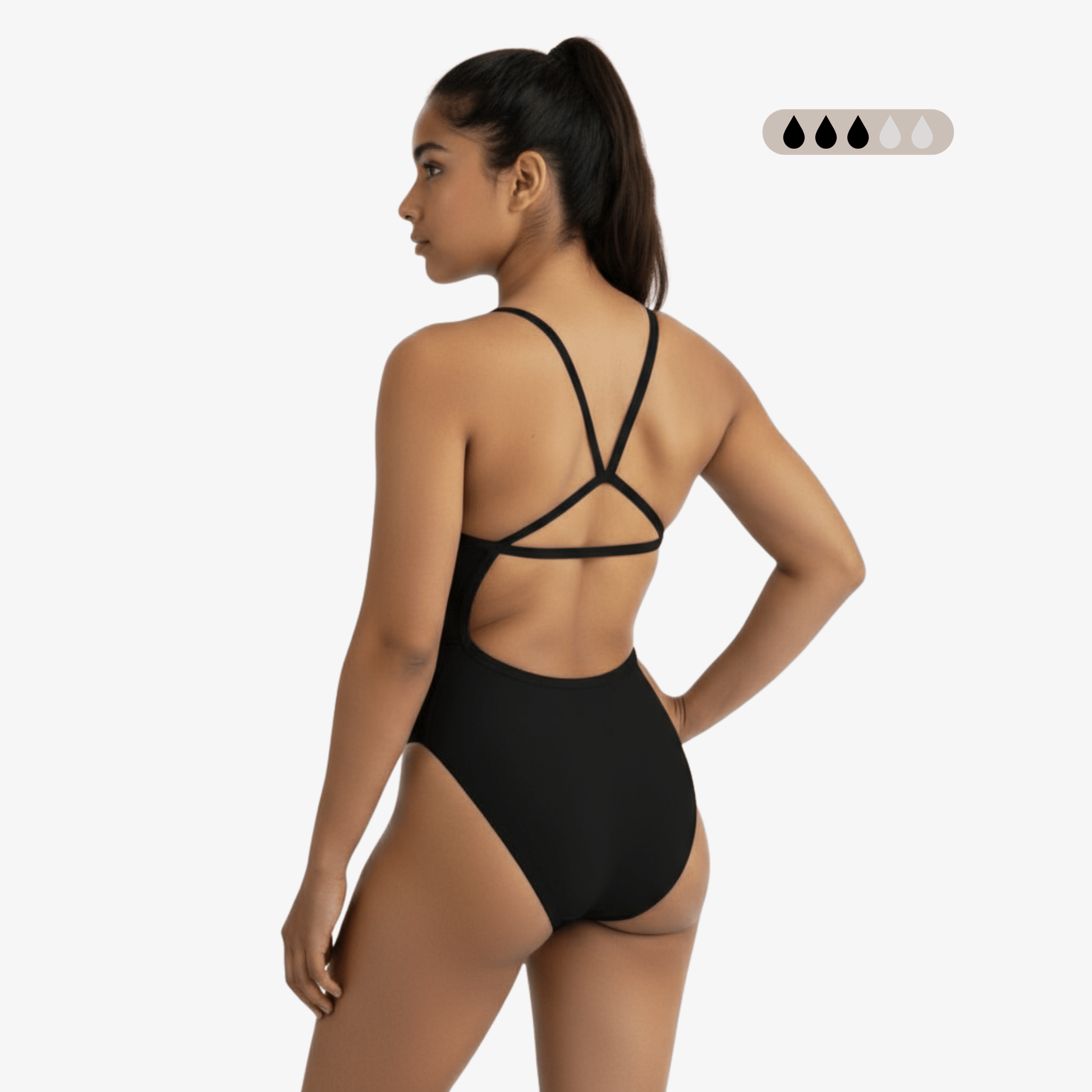 Onyx SecureFlo Open-Back One-Piece Period Swimsuit by Norca - Norca Athletic Swimwear | Norca Natation Inc.