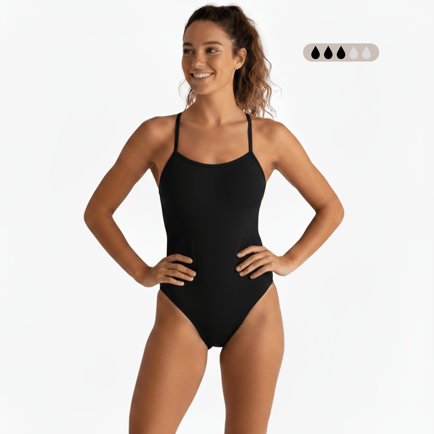 Onyx SecureFlo Open-Back One-Piece Period Swimsuit by Norca - Norca Athletic Swimwear | Norca Natation Inc.